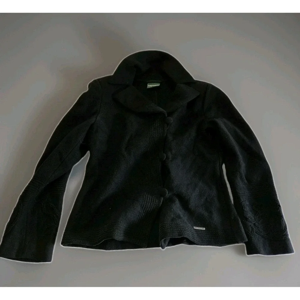 Geiger Blazer Women's Size 38 Black Wool Gothic Gold Hardware Vintage
